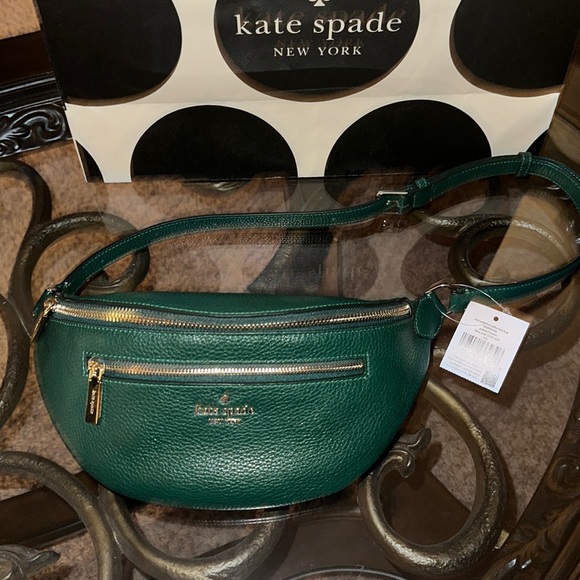Kate Spade New York❤️ Leila Belt Bag~Deep Jade Pebbled Leather NWT. - Picture 3 of 9